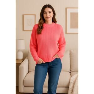 Sew In Love Neon Pink Knit Pullover Sweater Women’s Size S Casual Cozy NEW